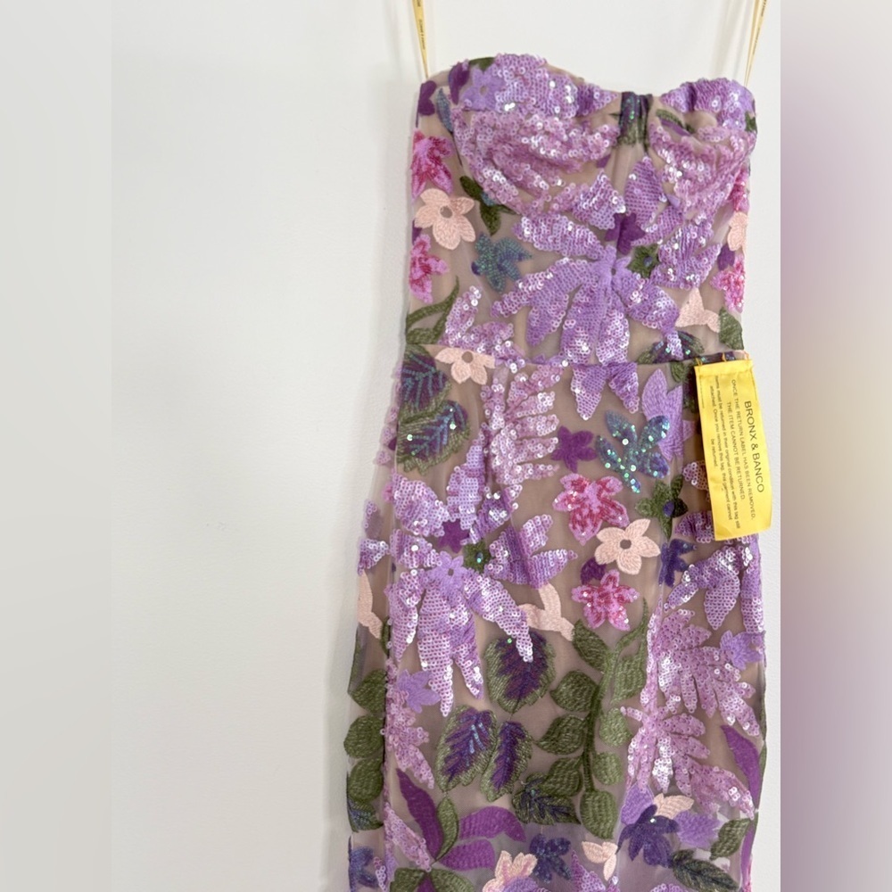 Bronx and Banco Dahlia Floral-Embellished Strapless Gown Size XS | US 2 - Picture 7 of 16